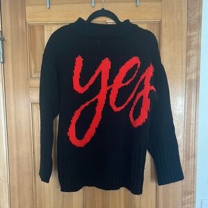 Topshop Black & Red “Yes” Chunky Knit‎ Sweater
